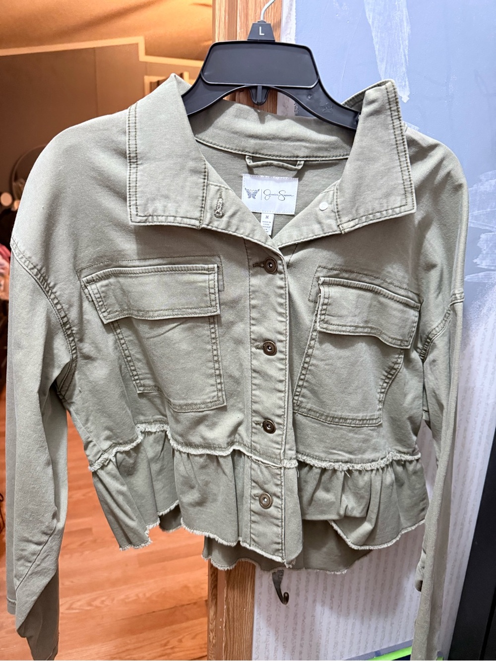 Jessica Simpson Olive Utility Peplum Jacket